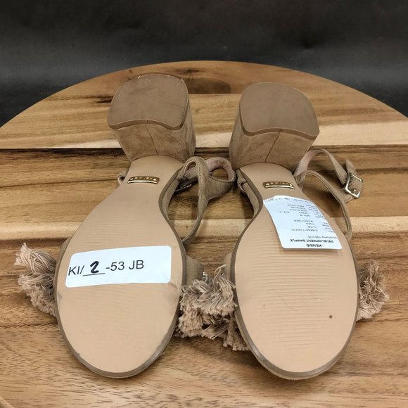 Kensie Nude Beige Embellished Strappy Fringe Adjustable Sandals Womens Size 6 - Picture 5 of 7